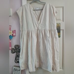 ASOS Design 100% Cotton Mini Dress V Neck Size US 12 Sleeveless Minimalist Italy